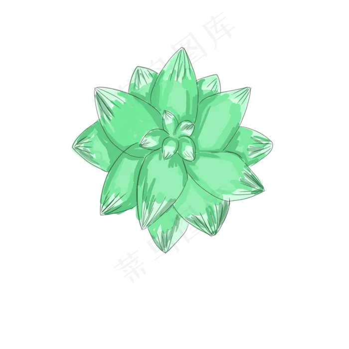手绘绿色植物朵肉(2000X2000(DPI:300))psd模版下载