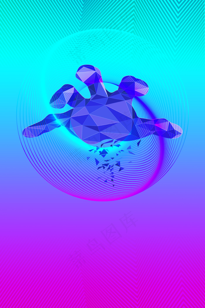 几何立体渐变线条手掌(3545*5315px 	      )ai矢量模版下载