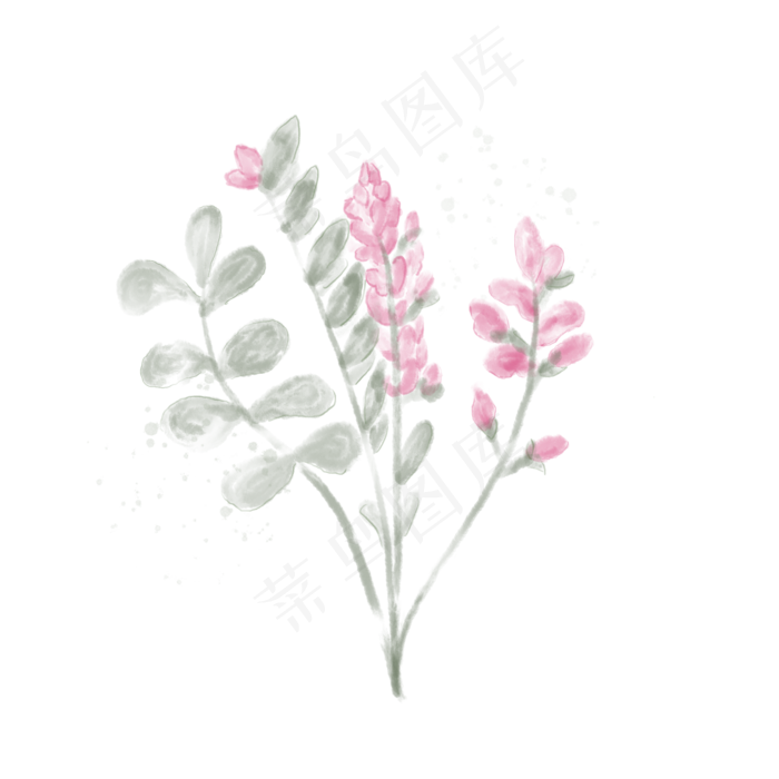 手绘水彩水墨花素材元素2