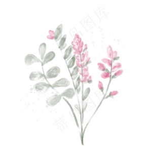 手绘水彩水墨花素材元素2