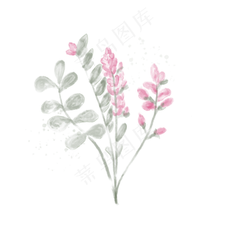 手绘水彩水墨花素材元素2