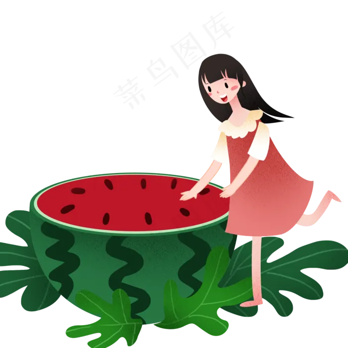 立夏大西瓜小女孩(2000X2000(DPI:299))psd模版下载