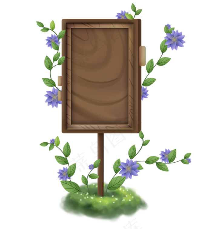 春天植物木质提示牌