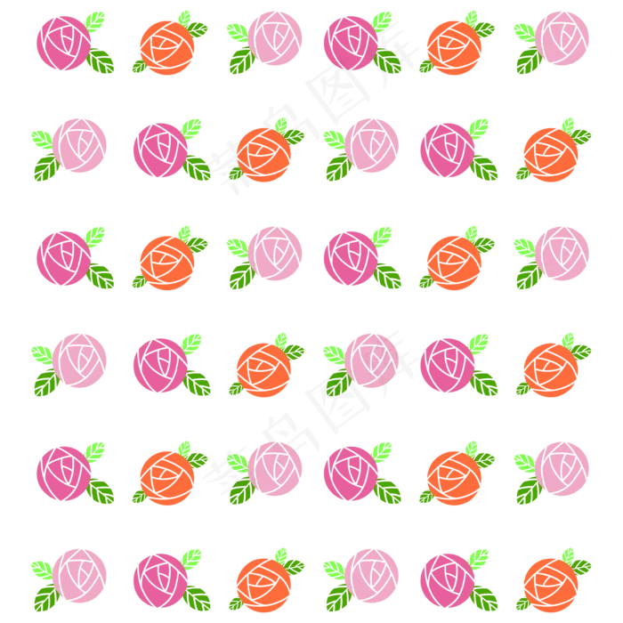 可爱多色玫瑰花苞春季底纹(3544*3544px 300 dpi )ai矢量模版下载