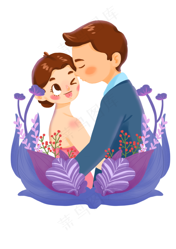 手绘时尚卡通情侣,免抠元素