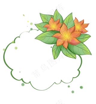 春天夏天花卉叶子标题框