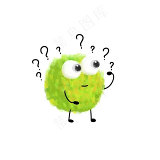 疑问绿色可爱毛球表情包