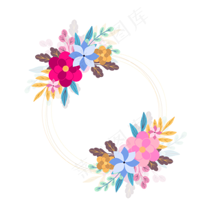 夏季夏天夏至花纹装饰免扣素材