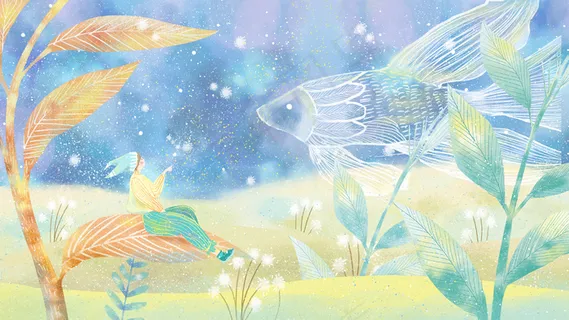 治愈唯美梦幻游鱼蒲公英美景 治愈唯美梦幻游鱼蒲公英美景