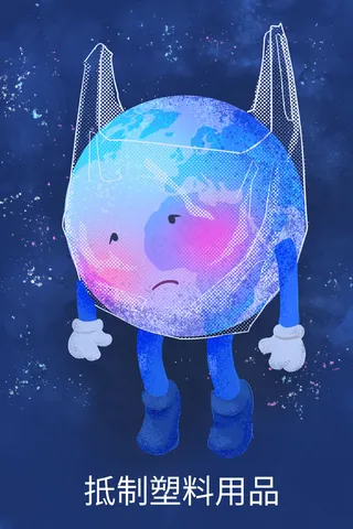 被塑料袋束缚的地球宝宝