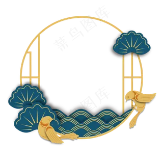 中国风花鸟边框,免抠元素 中国风花鸟边框,免抠元素