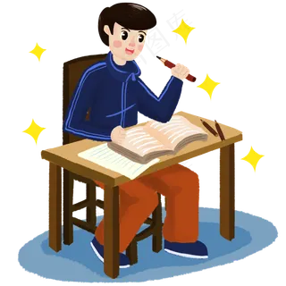 正在学习准备高考的男孩