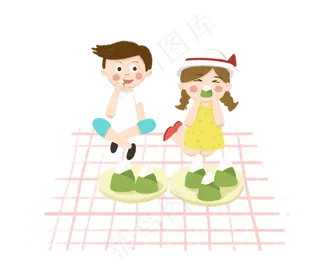 五月初五浓情端午吃粽子主题卡通