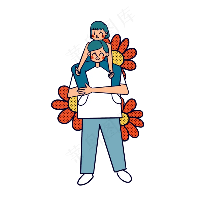 矢量免抠卡通可爱父亲节爸爸和女(2362X2362(DPI:299))psd模版下载