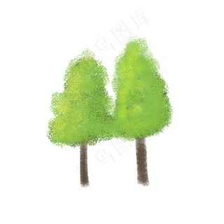 卡通手绘长满绿叶的树