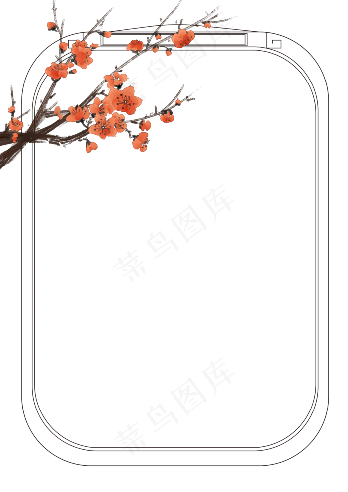 古风花枝边框(2480X3507(DPI:300))psd模版下载
