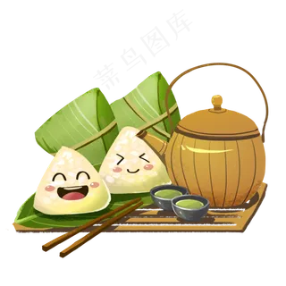 端午节绿色手绘元素粽子