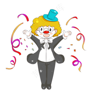 愚人节彩带卡通绅士小丑