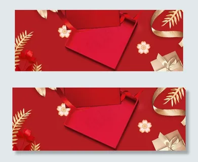 大红色护肤品彩带礼盒促销banner