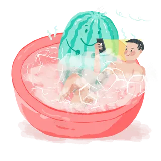 大暑男生在冰镇寒气西瓜里玩耍P