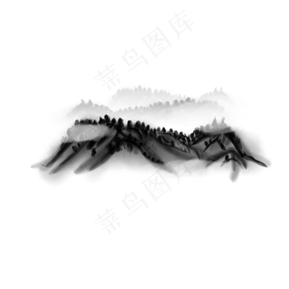 卡通水墨画山水免扣图