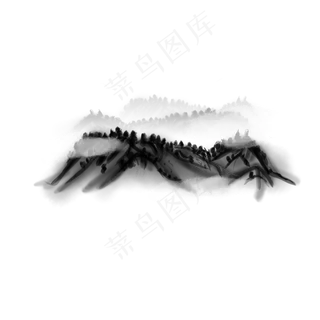 卡通水墨画山水免扣图