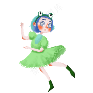 毕业季儿童节扁平风手绘可爱女孩