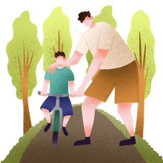 父亲教儿子骑车