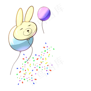 六一儿童节卡通彩色气球兔子