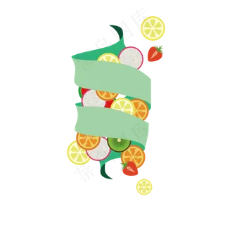 夏日水果切片与飘带