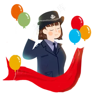 建党节敬礼女警察png素材 建党节敬礼女警察png素材