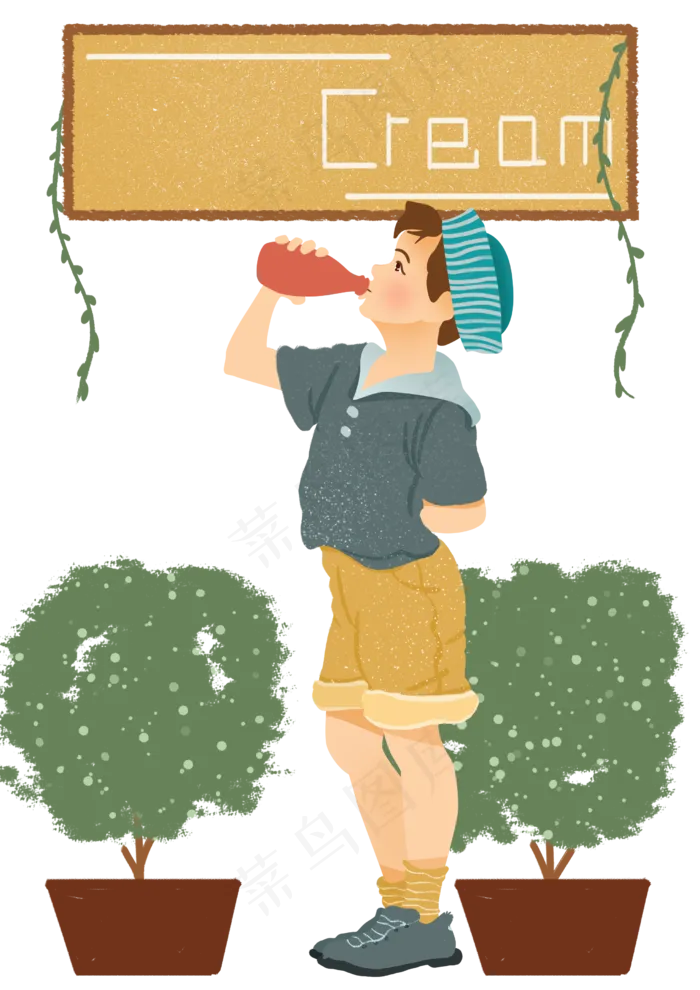 立夏喝饮料男孩