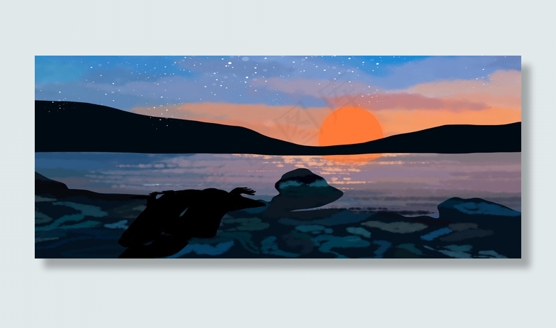 海边星空黄昏唯美风景