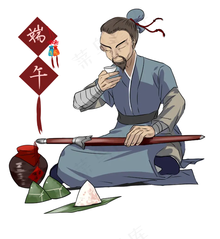 端午武侠古风手绘元素(4191X4560(DPI:299))psd模版下载