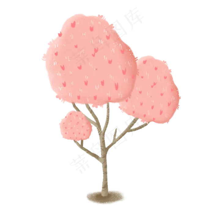 可爱粉色树木装饰(2000X2000(DPI:300))psd模版下载