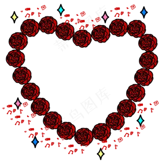 手绘玫瑰爱心边框 手绘玫瑰爱心边框