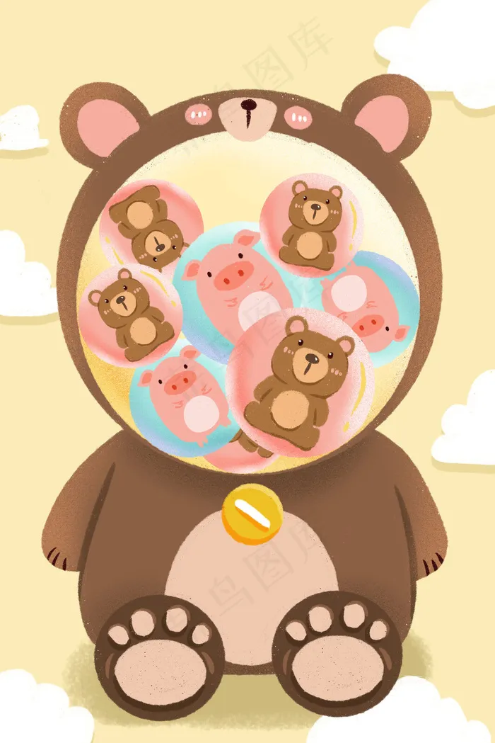 黄色卡通扭蛋机游戏(3545X5315(DPI:300))psd模版下载