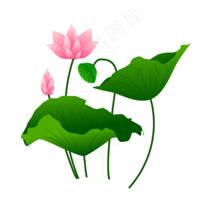 手绘卡通粉色莲花(4167*4167px 300 dpi )ai矢量模版下载