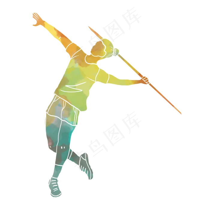 水彩运动标枪运动员(2000X2000(DPI:300))psd模版下载