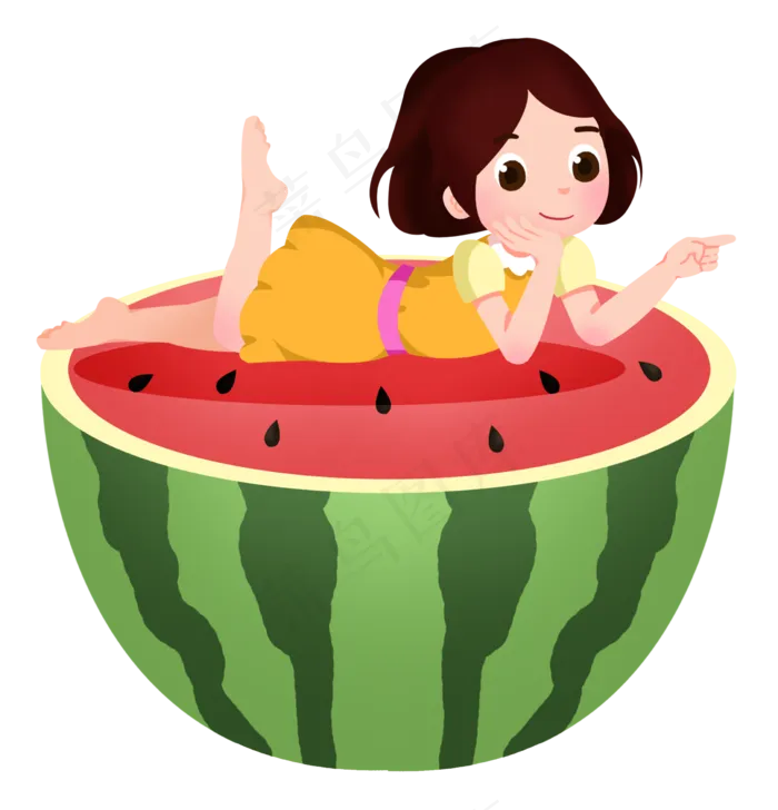 小暑乘凉女孩(2422X2518(DPI:300))psd模版下载