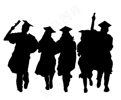 毕业季黑色人物剪影