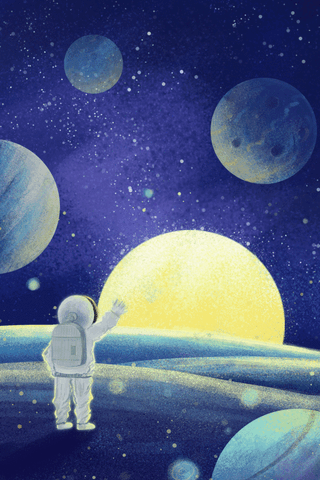 宇宙背影主题之宇航员挥手再见