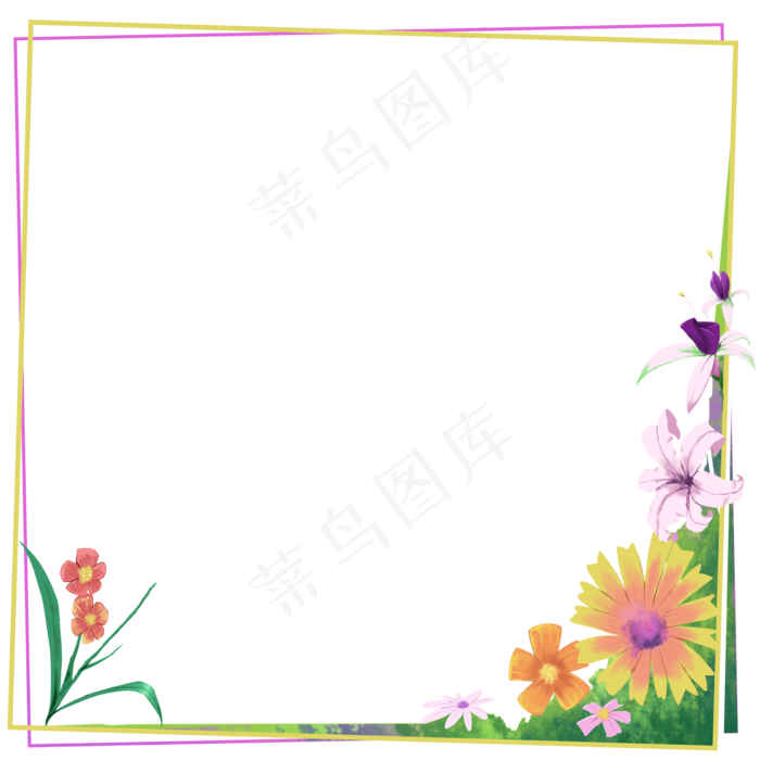 花团锦簇情人节边框(2000X2000(DPI:300))psd模版下载