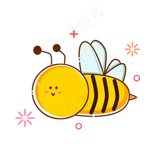 手绘卡通mbe风格蜜蜂,免抠元素