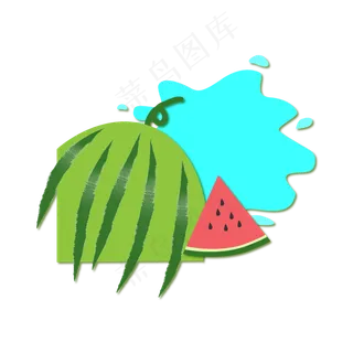 矢量手绘西瓜夏天