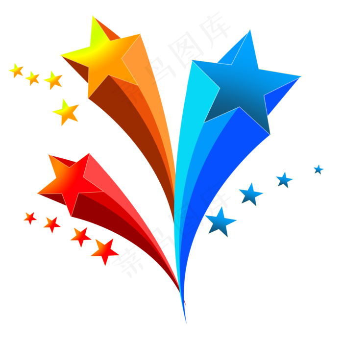 多彩礼花装饰星星,免抠元素