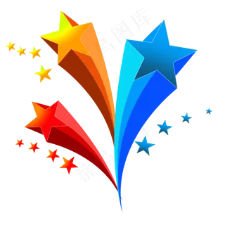 多彩礼花装饰星星,免抠元素