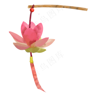 粉色可爱荷花灯笼元素