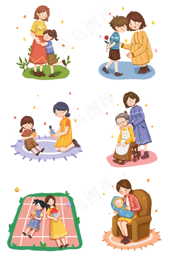 母亲节套图系列手绘(2000X3020(DPI:300))psd模版下载