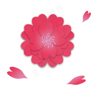 红色卡通立体剪纸花,免抠元素
